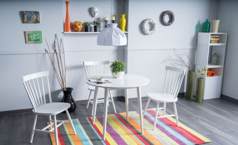 SIGNAL STÓŁ LARSON BIAŁY 90X90 BLAT MDF NOGI LITE DREWNO SIGNAL STÓŁ LARSON BIAŁY 90X90 BLAT MDF NOGI LITE DREWNO