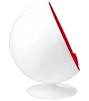 King Home Fotel obrotowy BALL biało-czerwony - włókno szklane połysk, wełna