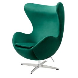 King Home Fotel EGG CLASSIC VELVET zielony - welur, podstawa aluminiowa
