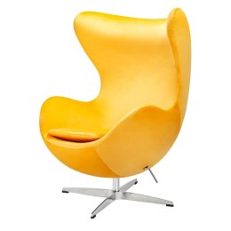 King Home Fotel EGG CLASSIC VELVET żółty - welur, podstawa aluminiowa