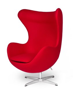 King Home Fotel EGG CLASSIC obrotowy z funkcją bujania czerwony.17 - wełna kaszmirowa, podstawa aluminiowa