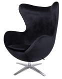 King Home Fotel EGG SZEROKI VELVET czarny.50 - welur, podstawa stal polerowana King Home Fotel EGG SZEROKI VELVET czarny.50 - welur, podstawa stal polerowana