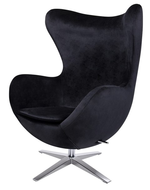 King Home Fotel EGG SZEROKI VELVET czarny.50 - welur, podstawa stal polerowana King Home Fotel EGG SZEROKI VELVET czarny.50 - welur, podstawa stal polerowana