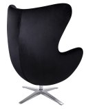 King Home Fotel EGG SZEROKI VELVET czarny.50 - welur, podstawa stal polerowana