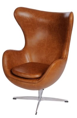 D2.DESIGN Fotel Jajo brązowy jasny vintage Premium