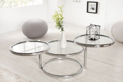INVICTA stolik okrągły rozkładany DECO szkło chrom INVICTA stolik okrągły rozkładany DECO szkło chrom