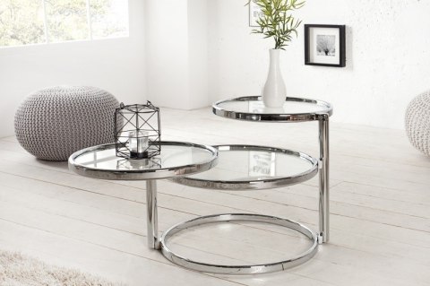 INVICTA stolik okrągły rozkładany DECO szkło chrom INVICTA stolik okrągły rozkładany DECO szkło chrom