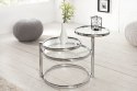 INVICTA stolik okrągły rozkładany DECO szkło chrom INVICTA stolik okrągły rozkładany DECO szkło chrom