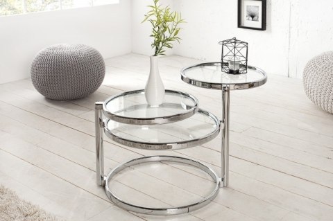 INVICTA stolik okrągły rozkładany DECO szkło chrom INVICTA stolik okrągły rozkładany DECO szkło chrom