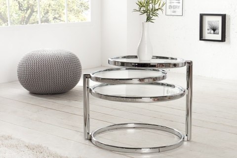 INVICTA stolik okrągły rozkładany DECO szkło chrom INVICTA stolik okrągły rozkładany DECO szkło chrom