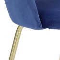 Intesi Krzesło Solie tapicerowane Velvet niebieskie/ nogi metalowe złote stabilne i wygodne do jadalni restauracji recepcji