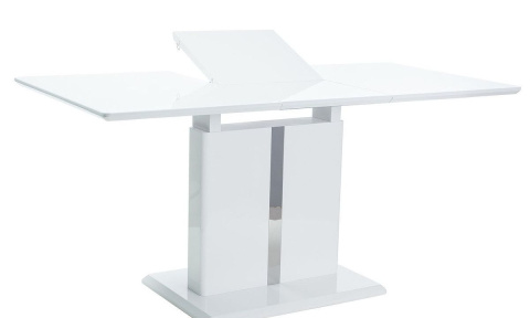 SIGNAL STÓŁ DALLAS PROSTOKĄTNY ROZKŁADANY BLAT MDF BIAŁY LAKIER STELAŻ MDF + METAL (110-150)X75 SIGNAL STÓŁ DALLAS PROSTOKĄTNY ROZKŁADANY BLAT MDF BIAŁY LAKIER STELAŻ MDF + METAL (110-150)X75