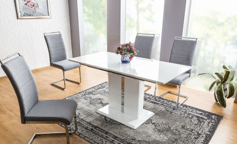 SIGNAL STÓŁ DALLAS PROSTOKĄTNY ROZKŁADANY BLAT MDF BIAŁY LAKIER STELAŻ MDF + METAL (110-150)X75 SIGNAL STÓŁ DALLAS PROSTOKĄTNY ROZKŁADANY BLAT MDF BIAŁY LAKIER STELAŻ MDF + METAL (110-150)X75