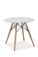 Stolik DSW FI 60 - blat MDF biały - podstawa bukowa