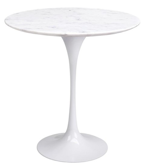 Stolik TULIP MARBLE MINI biały - blat okrągły marmurowy, metal