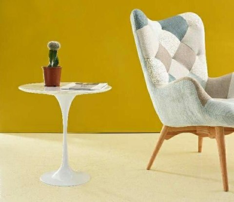 Stolik TULIP MARBLE MINI biały - blat okrągły marmurowy, metal Stolik TULIP MARBLE MINI biały - blat okrągły marmurowy, metal