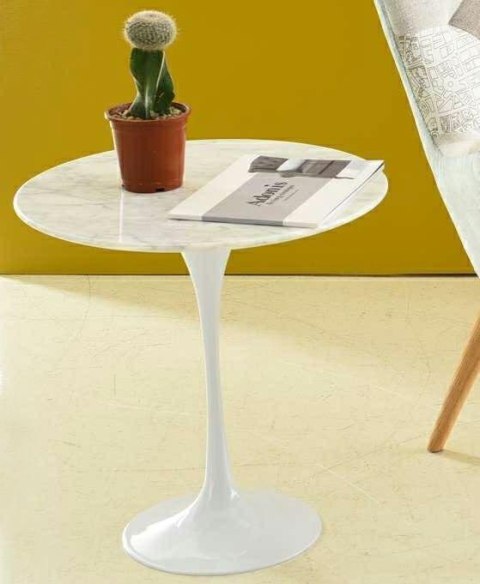 Stolik TULIP MARBLE MINI biały - blat okrągły marmurowy, metal Stolik TULIP MARBLE MINI biały - blat okrągły marmurowy, metal