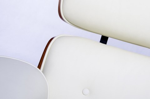 Fotel LOUNGE biały, sklejka różana - skóra naturalna Fotel LOUNGE biały, sklejka różana - skóra naturalna