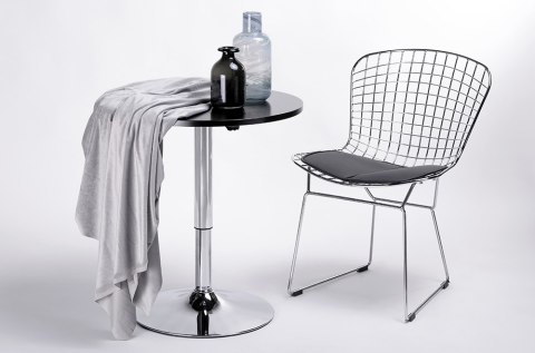 KRZESŁO NET SOFT METAL CHROMOWANY - CZARNA PODUSZKA EKOSKÓRA King Home NA PŁOZACH KRZESŁO NET SOFT METAL CHROMOWANY - CZARNA PODUSZKA EKOSKÓRA King Home NA PŁOZACH