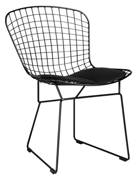 King Home Krzesło NET SOFT czarne metalowe - czarna poduszka ekoskóra wygodne i stabilne