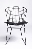 King Home Krzesło NET SOFT czarne metalowe - czarna poduszka ekoskóra wygodne i stabilne
