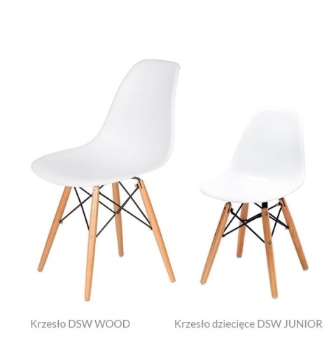 Krzesło dziecięce JUNIOR DSW PREMIUM białe - polipropylen, nogi bukowe Krzesło dziecięce JUNIOR DSW PREMIUM białe - polipropylen, nogi bukowe