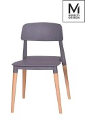 MODESTO krzesło ECCO szare - polipropylen podstawa drewno bukowe stabilne i wygodne