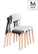 MODESTO krzesło ECCO szare - polipropylen podstawa drewno bukowe stabilne i wygodne