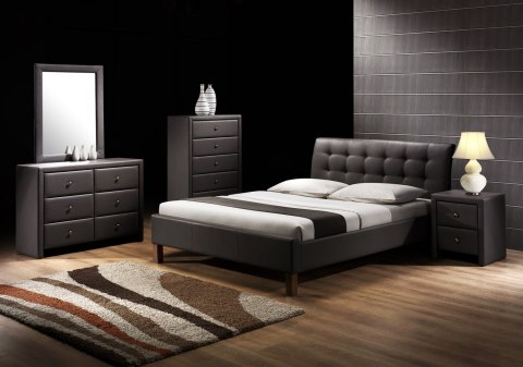 ŁÓŻKO DWUOSOBOWE do sypialni SAMARA 160x200 Halmar ekoskóra CZARNE ŁÓŻKO DWUOSOBOWE do sypialni SAMARA 160x200 Halmar ekoskóra CZARNE