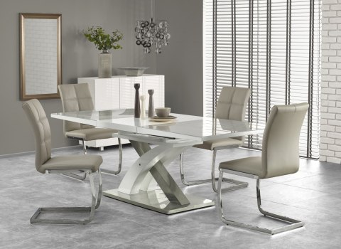 STÓŁ ROZKŁADANY SANDOR 2 160-220x90 HALMAR PROSTOKĄTNY SZKŁO POPIELATY MDF BIAŁY stal NIERDZEWNA STÓŁ ROZKŁADANY SANDOR 2 160-220x90 HALMAR PROSTOKĄTNY SZKŁO POPIELATY MDF BIAŁY stal NIERDZEWNA