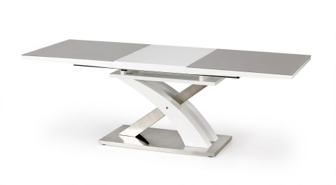 STÓŁ ROZKŁADANY SANDOR 2 160-220x90 HALMAR PROSTOKĄTNY SZKŁO POPIELATY MDF BIAŁY stal NIERDZEWNA STÓŁ ROZKŁADANY SANDOR 2 160-220x90 HALMAR PROSTOKĄTNY SZKŁO POPIELATY MDF BIAŁY stal NIERDZEWNA