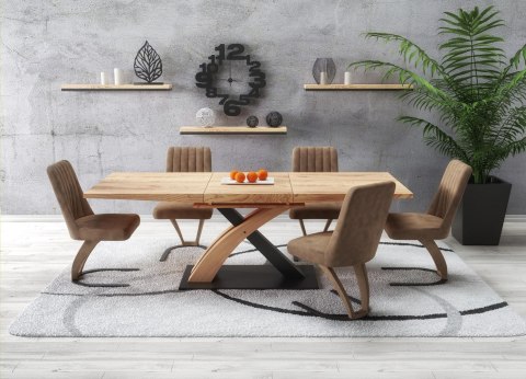 Halmar SANDOR 3 stół rozkładany, blat MDF laminat - dąb złoty, nogi - dąb złoty / czarny stal malowana 160-220x90 Halmar SANDOR 3 stół rozkładany, blat MDF laminat - dąb złoty, nogi - dąb złoty / czarny stal malowana 160-220x90