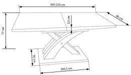 Halmar stół rozkładany SANDOR dąb sonoma MDF lakier 160-220x90 stal nierdzewna do jadalni