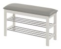 ŁAWKA STOJAK NA BUTY Z SIEDZISKIEM ST11 Halmar STAL CHROMOWANA MDF biały / EKOSKÓRA POPIELATY ŁAWKA STOJAK NA BUTY Z SIEDZISKIEM ST11 Halmar STAL CHROMOWANA MDF biały / EKOSKÓRA POPIELATY