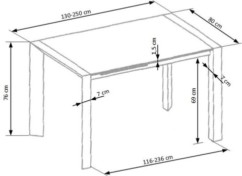Halmar stół STANFORD XL prostokątny rozkładany 160-250x80 biały MDF lakierowany / stal malowana Halmar stół STANFORD XL prostokątny rozkładany 160-250x80 biały MDF lakierowany / stal malowana