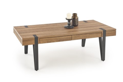 Halmar ława TULUZA prostokątna z szufladami MDF laminowany orzech miodowy / stal malowana proszkowo czarny 120x55 Halmar ława TULUZA prostokątna z szufladami MDF laminowany orzech miodowy / stal malowana proszkowo czarny 120x55