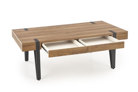 Halmar ława TULUZA prostokątna z szufladami MDF laminowany orzech miodowy / stal malowana proszkowo czarny 120x55 Halmar ława TULUZA prostokątna z szufladami MDF laminowany orzech miodowy / stal malowana proszkowo czarny 120x55