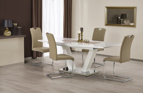 HALMAR stół VISION biały MDF lakier stal nierdzewna prostokątny rozkładany 160-200x90 HALMAR stół VISION biały MDF lakier stal nierdzewna prostokątny rozkładany 160-200x90