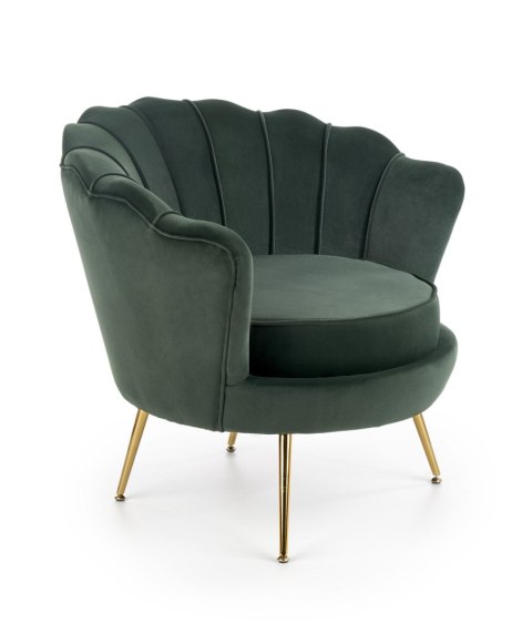 Halmar AMORINITO fotel wypoczynkowy ciemny zielony / złoty materiał: tkanina velvet/ stal chromowana Halmar AMORINITO fotel wypoczynkowy ciemny zielony / złoty materiał: tkanina velvet/ stal chromowana