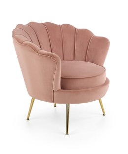 Halmar AMORINITO fotel wypoczynkowy tkanina jasny różowy / złoty materiał: tkanina velvet/ stal chromowana