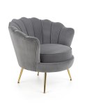 Halmar AMORINITO fotel wypoczynkowy popielaty / złoty materiał: tkanina velvet/ stal chromowana Halmar AMORINITO fotel wypoczynkowy popielaty / złoty materiał: tkanina velvet/ stal chromowana