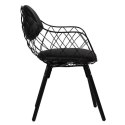 King Home Krzesło DEMON czarne - metal, ekoskóra, podstawa drewniana do wnętrz klasycznych i nowoczesnych z podłokietnikami