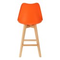 Intesi Hoker Krzesło barowe Stołek barowy Norden wood low PP pomarańczowy siedzisko tworzywo poduszka ekoskóra drewno kolor buk