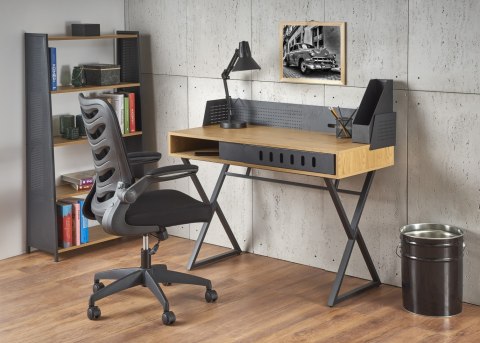 Halmar biurko B43 MDF okleinowany Dąb złoty / Czarny stal malowana 110x51 Halmar biurko B43 MDF okleinowany Dąb złoty / Czarny stal malowana 110x51