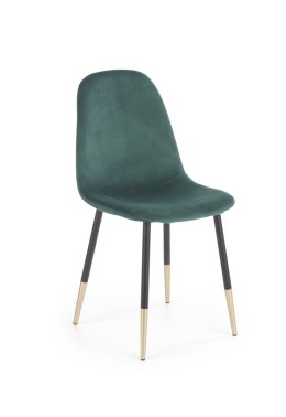 Halmar K379 krzesło Ciemno Zielone tkanina aksamit/czarne+złote