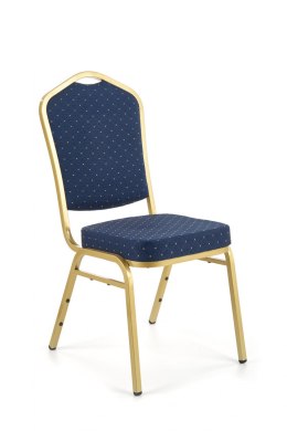 Halmar K66 krzesło niebieskie, tkanina/stal malowana stelaż złoty