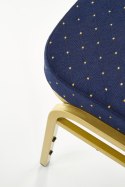 Halmar K66 krzesło niebieskie, tkanina/stal malowana stelaż złoty