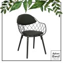 Intesi Krzesło Jahi poduszki czarne PU ekoskóra siedzisko metalowe czarne nogi drewno bukowe czarne