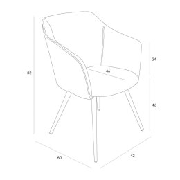 Intesi Krzesło Fotel Molto tapicerowane szare tkanina nogi metal połysk z podłokietnikami