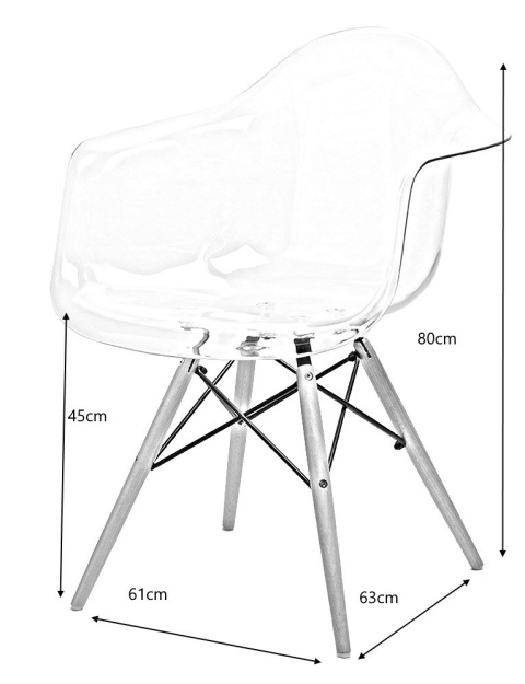 King Home Krzesło fotel ICE WOOD transparentny - poliweglan, podstawa drewno bukowe łączenia stal czarny King Home Krzesło fotel ICE WOOD transparentny - poliweglan, podstawa drewno bukowe łączenia stal czarny